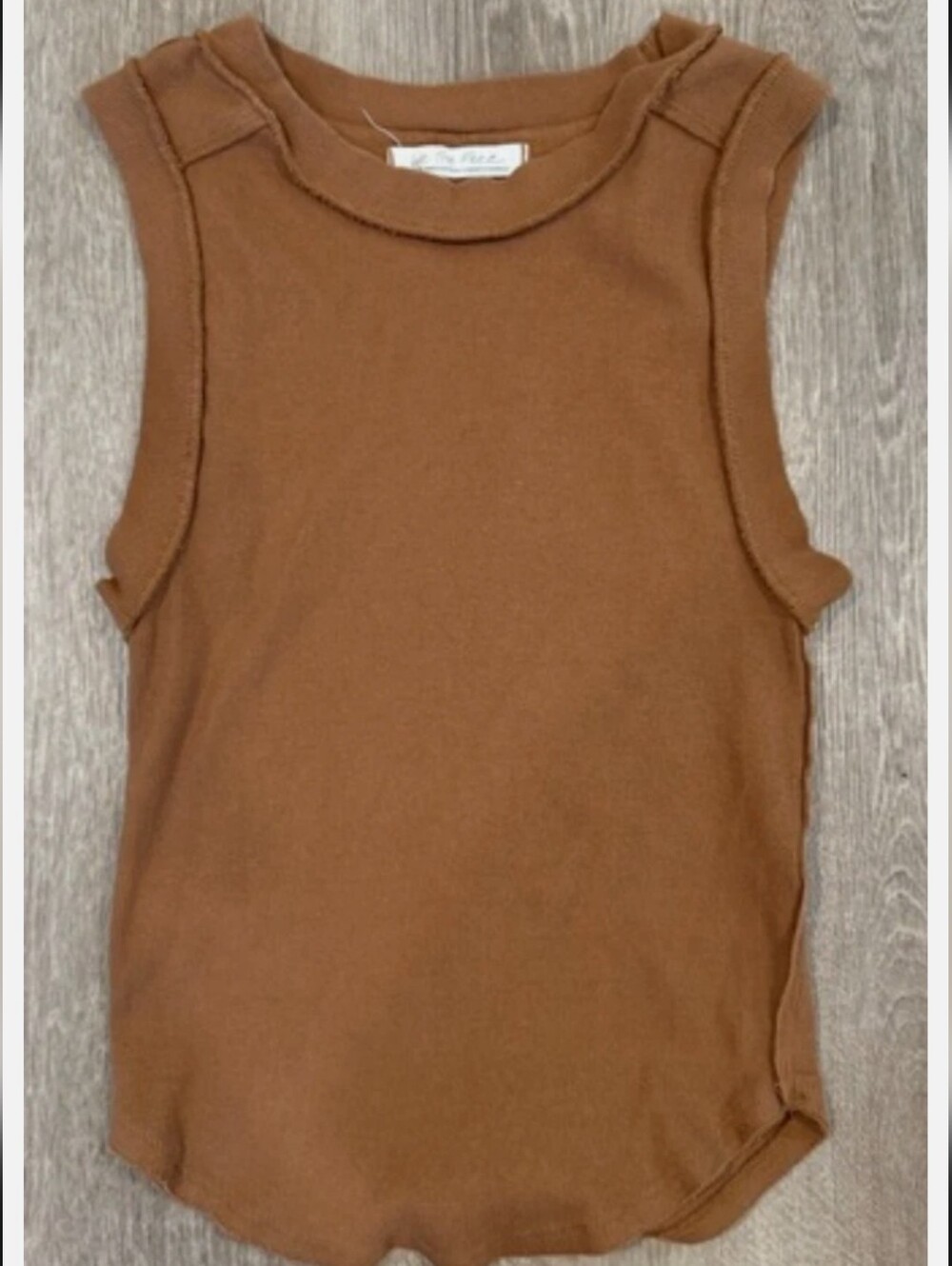 WE THE FREE Kate Tank in Almond Ash Brown Tan Small Ribbed LIKE NEW - Picture 3 of 8